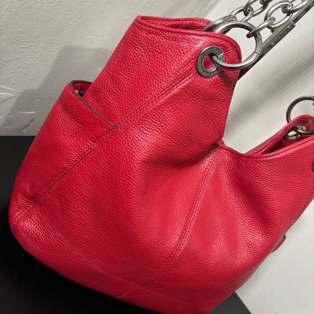Grace Adele Red Pebbled Leather Hobo Shoulder Bag - Picture 4 of 13